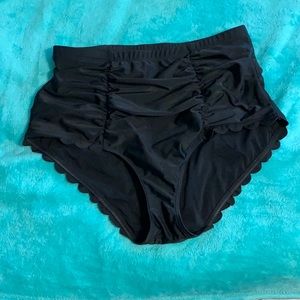 Torrid Black Ruched Swim Bottom